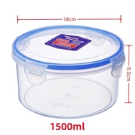 1pc 1500mL Round Rectangle Food Grade Plastic Refrigerator Storage Box Lid with Buckle Lunch Box Foo