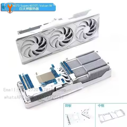 White Graphics Card Cooler Radiator for RTX 4070 Super 4070 Ti Vulcan W 4080 4080 Super GPU Cooling