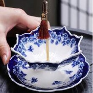 1Set Umbrella Shape Ceramic Tea Strainer - Chinese Blue & White Porcelain Loose Leaf Filter With Rot