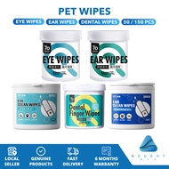 Pet Eye & Ear Wipes 150pcs, Eye Ear Dental Finger Wipes 50pcs, Tear Stain Removal for Cats & Dogs