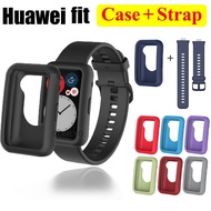 Same Color Strap + Case Huawei watch fit Silicone Case Huawei watch fit new , Huawei watch fit elegant , Huawei Watch Fit Strap and Same Color Huawei Fit Case Protective Cover Watch Fit Accessory
