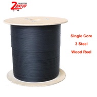 1 Core 3 Steel Fiber Cable 1KM/1000m Pure Black Outdoor Single Core FOC Fiber Optic Drop Wire Cable
