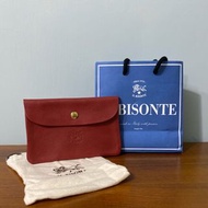 IL BISONTE | 全新 義大利 佛羅倫斯 皮革 護照夾 長夾 皮包 皮件 收納袋 LARGE FLAP POUCH RED