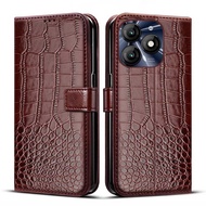 Crocodile Leather Phone Case For Itel A70 A 70 Flip Cover Itel S23 Plus S23+ 4G