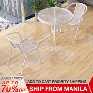 BAIERDI outdoor courtyard simple leisure tea table and chair white glass tea table combination outdo