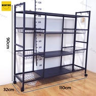SQ MALL  w56  ชั้นวางของในครัว พร้อมล้อมาพร้อมตะกร้าก ปรับระดับความสูงได้ ตะกร้าถอดได้ สามารถวางไมโค