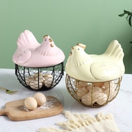 Ceramic Egg Storage Box with Lid Creative Fruit Basket and Egg Tray Household Storage Basket Portable Kitchen Storage Tool