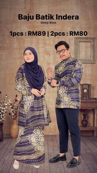 Baju Kurung Pahang Batik Malaysia (INDERA) ,Kemeja Batik 5.0 (Satin italian, Plus size)