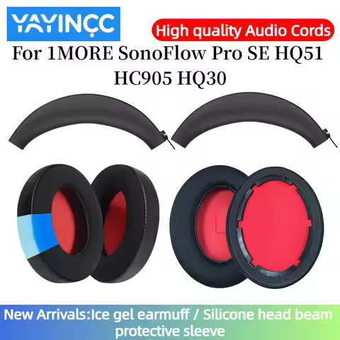 YAYINCC Replacement Ear Pads + Silicone zipper head beam protective cover for 1MORE SonoFlow Pro SE 