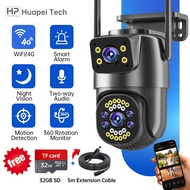 HUAPEI Dual Lens Outdoor CCTV Camera 2K WiFi 4G Security Camera Night Vision 360° PTZ Motion Detecti