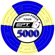 EPT Ceramic EPT European Poker Tour Replica of Season 1, Value 5000, Blister Pack of 25 Chips, Weigh