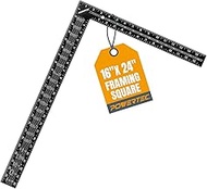 POWERTEC Framing Square, 16'' x 24'' Carpenter Square with Imperial & Metric Graduations, Woodworkin