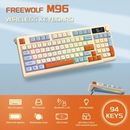 FREEWOLF M96 wireless Bluetooth dual-mode keyboard, PBT keycaps, screen knob, lithium battery FREEWO