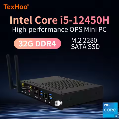 TexHoo OPS Mini PC Computer Intel Core i5 12450H Processor Windows 11 Pro DDR4 SSD For Conference Te
