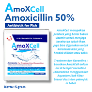 MEMORIESS amoxcell 5gr amoxicillin 50% obat karantina ikan antibiotik untuk ikan hias ikan predator