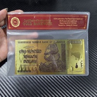 Zimbabwe 100T Gold Foil Money Plus Fodder Unique Collection