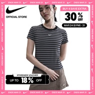 Nike Womens Sportswear Chill Knit Slim Striped T-Shirt - Black [HF9525-010]