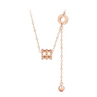 CTS Au750 18K Gold Rose Gold Barrel and Bead Y Shape O-chain Necklace CHOW TAI SENG 周大生 K0PC0233