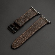 Apple Watch Band of Nubuck Sharkskin leather in Dark Brown (MTO)