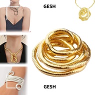 GESH Bendable Snake Necklace, Twistable Silver Color Flexible Choker, Alloy Gold Color Punk Bracelet