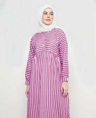 Midi Dress Gamis Salur Katun Rayon Jumbo