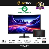 TITAN ARMY C32A1S 32" 1500R Curved QHD 240hz 1MS HDR10 99%sRGB HDMI2.1 Gaming Monitor ( 32 inch, Cur