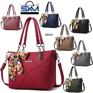 SKM Women's Sling Handbag Women Tote Bags Top-Handle Bags with Long Belt Handbeg Wanita Murah CS147