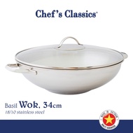 Chef's Classics Basil Stainless Steel Wok, 34cm