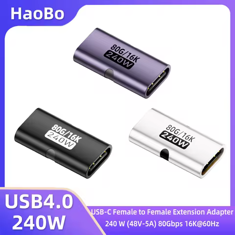 USB C Female to Female Adapter PD 240W 80Gbps 16K 60Hz Video - Compatible with Thunderbolt 4/3 MacBo