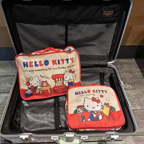 New Sanrio Hello Kitty Cute Cat Makeup Bag Travel Three-Piece Set Lingerie Packing and Finishing Bag