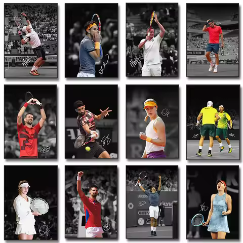 Famous Tennis Player Photograph Posters Eugenie Bouchard Roger Federer Prints Canvas Painting Wall P