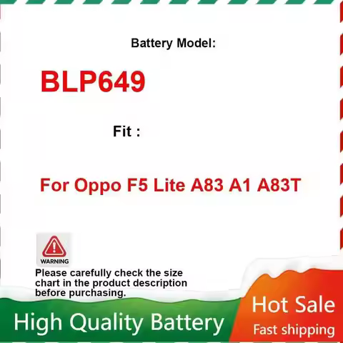 Rapid Charging BLP649 Mobile Phone Battery High-Performance For Oppo F5 Lite A83 A1 A83T 3180Mah
