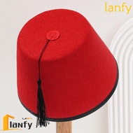 LANFY Felt Fez Cap, Round Moroccan Hat Tarboosh Fez Hat, Universal Breathable Ottoman Cosplay Turkis