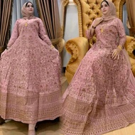 Hindi Dorina Embroidery – Premium Rayon Women's Dress Full Embroidery 7 Sleeves/8 Waist Tie Mayung B