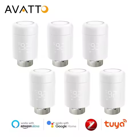 AVATTO 1~6PCS Tuya ZigBee TRV Radiator Actuator Valve,Smart Thermostat Temperature Controller Works 