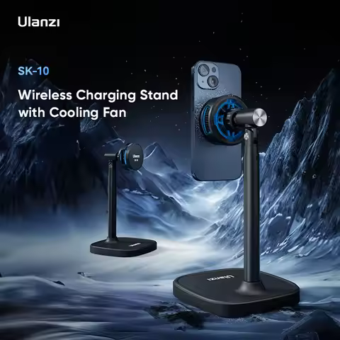 Ulanzi SK-10 Smartphone Wireless Charging Stand with Cooling Fan for Livestreaming Gaming Online Mee