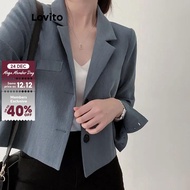 Lovito Casual Blazer Plain Button Pocket Blazer for Women LNE36029 (Khaki/Grey/Off White/Black)
