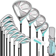 PGM Women's Left Handed Golf Club Set with 12pcs Clubs - 4 Woods(#1,3,5,4H), 7 Irons(#5,6,7,8,9,PW,S