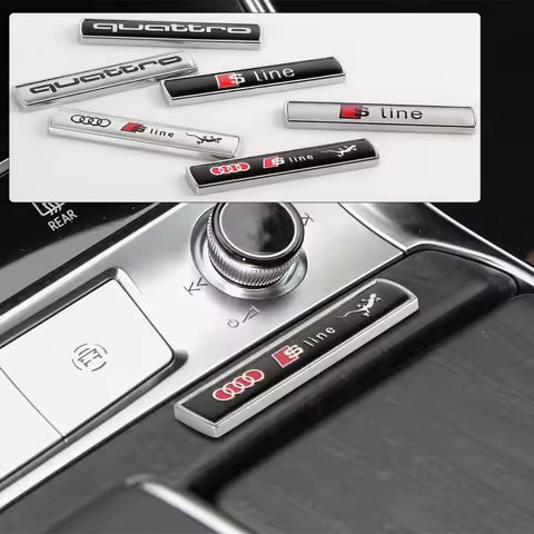 3D Metal Logo Sline Emblem Car Fender Badge Stickers Center Console Decoration Decal For Audi Sline 