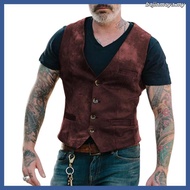 Autumn Men's V-neck Brushed Leopard Vest Rock Heavy Metal Wild Vest