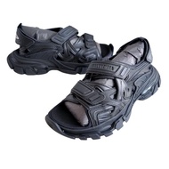 EU42 Balenciaga 黑色真皮Track橡膠魔術貼涼鞋 Demna Triple S