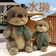 Cute Plush Otter Scarf Toy Small Plush Otter Toy Sleeping Pillow Gift