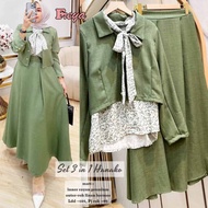 SET 3IN1 HANAKO SETELAN ROK WANITA LINEN RAYON ATHAYA
