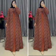 gamis rompi ceruty bebydoll full puring bunga