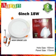 6inch 18w LED downlight High Grade  use for plaster ceiling 1800LM terang lampu extra bright aaron shop 【2Year Warranty】