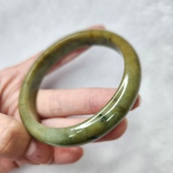 Yipinxuan~Natural Burmese Jade A-B1606-Yellow And Green Bracelet Width 12.6mm Thick 7.6mm Inner Diam