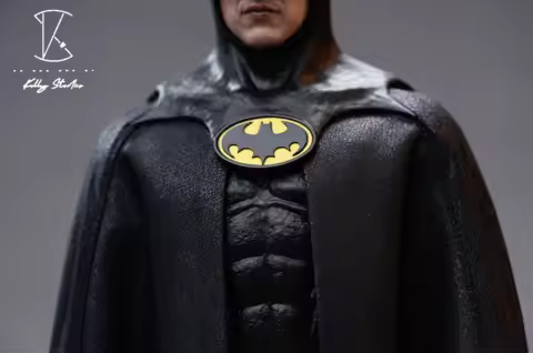 In Stock Kelly Studio 1/6 Bat Hero Michael Keaton Black Draping Cape Male Soldier Cloth Accessories 