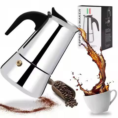 12Cup Coffee Maker Stainless Steel Espresso Maker 600ML Moka Pot Espresso Maker For Home Kitchen Cam