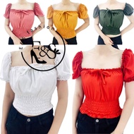 【Online_ph】Women fashion puff sleeves croptop sexy square neck blouse SS02