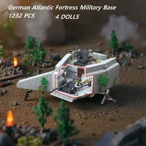 1232 PCS MOC 1:35 Atlantic Fortress Military Base Building Blocks Set, DIY Tank Decor, Desktop Army 